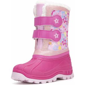 FUNCOO PLUS Toddler Warm Boots Girls Winter Snow Boots Child Rain Boot Waterproof Shoes Outdoor Size 10