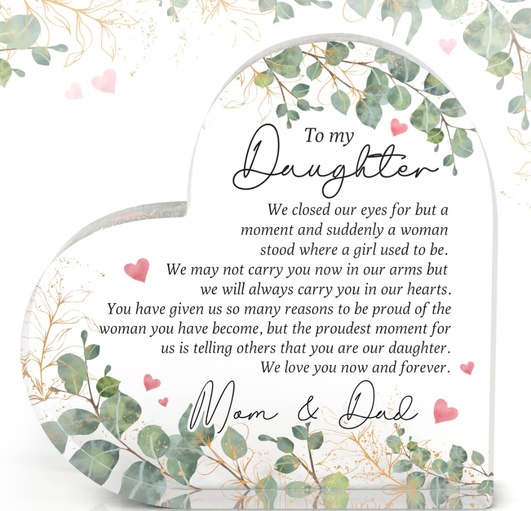 SUCHAGIFT Gifts for Daughter - Daughter Gifts from Parents - Birthday, Christmas, Wedding, Graduation Gifts for Daughters - To My Daughters from Dad Mom, Father Mother Gift - Acrylic Plaque, Pack Of 2