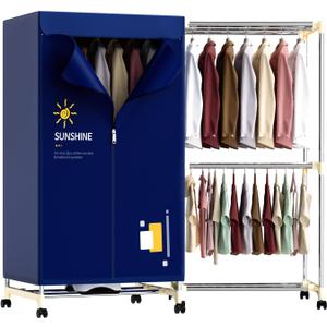 Portable Clothes Dryer, 1000W Drying Machine for Laundry Double Layers Portable Dryer Stainless Steel Mini Dryer for Apartments Home Dorms Travel RVs with Timer and Fabric Cover Ptalseaw