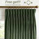 Olive Green Pleated Velvet Blackout Curtains 92 inches Long 2 Panels Set Thermal Insulated Triple Pinch Pleat Velvet Drapes Room Darkening Thick Luxury Modern Minimalism Forest Green Christmas Decor