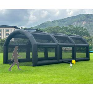 Inflatable Tennis Tent Baseball Cage Football Court Cage Inflatable Baseball Field Softball Batting & Pitching Cage with Blower (30ft L 16ft W 11.5ft H, Black)