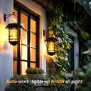 Otdair Solar Lanterns Outdoor Waterproof, 2 Pack Flickering Flames Wall Garden Decor with Glass Shade, Hanging Solar Lights Wall Mount Decorations for Halloween, Front Porch, Patio, Yard