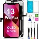 OLED for iPhone 13 Pro Max Screen Replacement Kit, OLED Display 3D Touch Frame Digitizer A2641 A2643 A2484 A2644 A2645 Full Assembly Repair Tool Black 6.7 inch