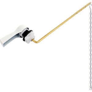 Hibbent Universal Metal Front Mount Toilet Handle Replacement Kit, Brass Toilet Flush Tank Lever with Stainless Steel Flapper Chains for Most Toilets, White Finish