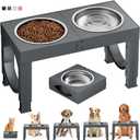 XIAZ Elevated Dog Bowls Large Breed Raised Dogs Bowl Stand Large/Medium Sized Dog 1L Food Water Bowl Stands 5 Heights Adjustable 9/11/12/14in Grey Pet Feeder Dish Station