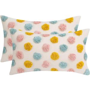 Holibeat Joyful Dot 20" x 12" Pillow Covers Decorative Throw Pillowcases Pink Blue Orange (Pack of 2)