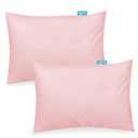 Organic Cotton Toddler Pillowcase 2 Pack, Kids Pillowcase for Sleeping Fit Pillow Sized 13"x 18" or 14"x19", Envelope Travel Pillowcases for Girl Boy, Pink