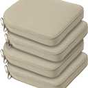 BPS 18 x 19 Inch Outdoor Chair Cushion Set of 4, Fade-Resistant and Water-Resistant Solution-Dyed Polyester Fabric Patio Chair Cushions with Straps for Outdoor/Indoor Dining Chairs