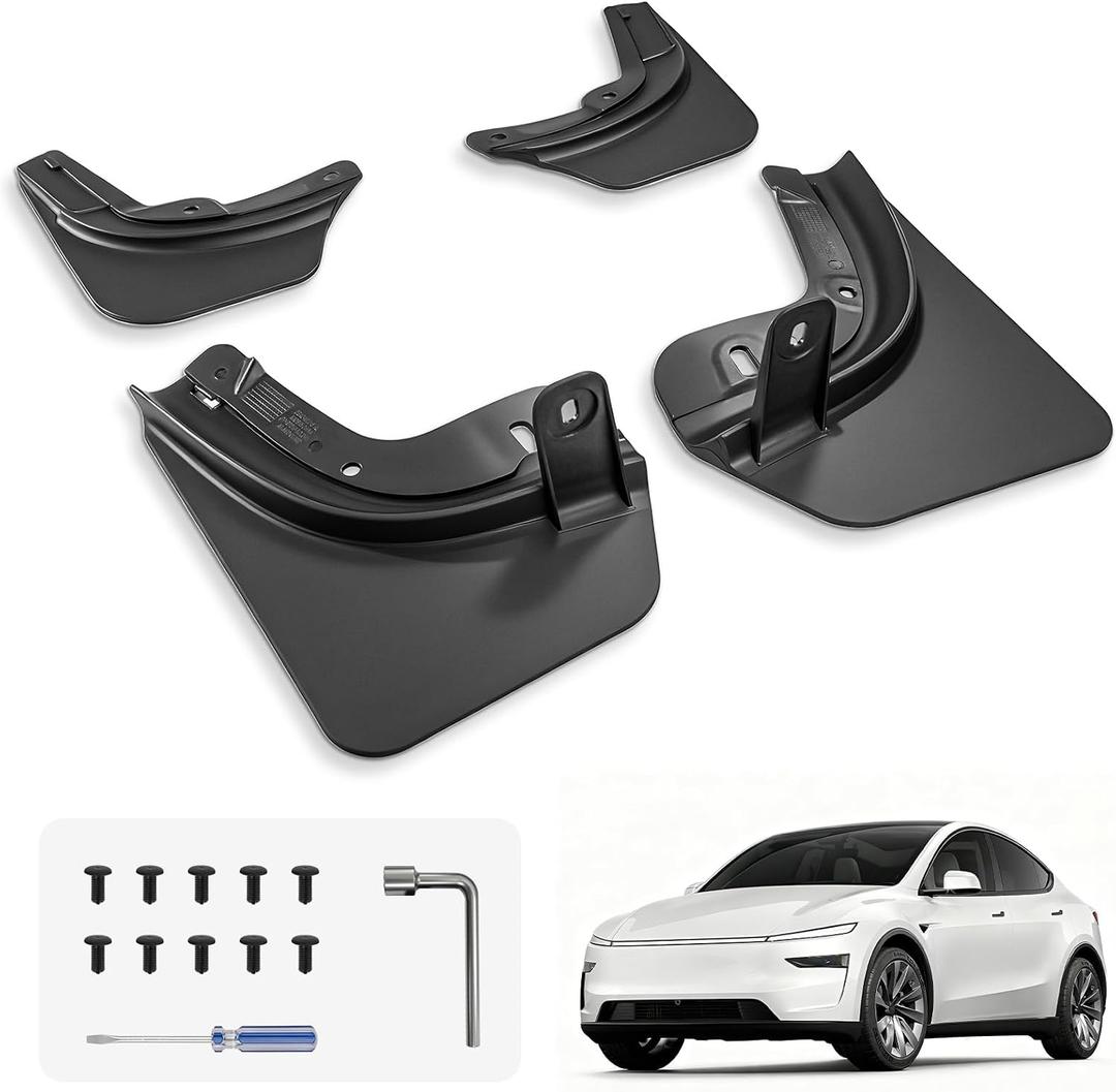 3W Mud Flaps for Tesla New Model Y Juniper 2025 2026 Standard/Premium Model Accessories, Protect Paint, No Drilling Required, All-Weather Mud Guard Body Kits Splash Guard, Black (Set of 4)