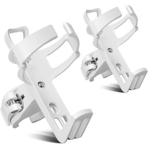 Universal Bike Cup Holder - 360 Degree Rotating Bottle Cage for Bike & Stroller (White -2 Pack)