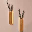 2 Pack Wall Planter with Led Lights Wood Plant Hanger with Artificial Eucalyptus Wall Hanging Decor Pocket Planter Vases Fake Plants Dried Flowers, livingroom Bedroom Kitchen Home Office Decoration