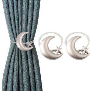Curtain Tiebacks, 2 Pack Magnetic Curtain Tiebacks Star Moon Curtain tie Back Curtain holdbacks Magnetic Curtain Clips Curtain tie Backs Curtain Clips Holder for Window Draperies Hold Curtains Drape (Silver)