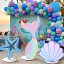 Amyhill 3 Pcs Large Under The Sea Mermaid Decoration Vbs 2026 Decorations Summer Sunday School Decoration Mermaid Tail Seashell Starfish Stand Decor Ocean Cutouts for Classroom Vocation Birthday Party