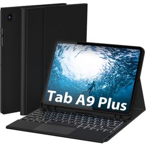 Doohoeek Backlit Bluetooth Keyboard Case Touch for Samsung Galaxy A9+ Plus 11-inch 2023, Keyboard with Trackpad with 7-Color Backlit and Multi-Angle Kickstand for Galaxy Tab A9 Plus