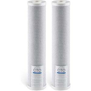 VEVOR CTO Whole House Water Filter, 20 x 4.5 Inch Universal Fit, Activated Carbon Block Cartridge Replacement, 5 Micron Coconut Shell Charcoal Filters, Reduces Chlorine, Taste & Odor, 2 Pack