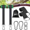Safe Tree Swing Hanging Straps Kit, 3FT/10FT/15FT/20FT, Heavy Duty Holds 5500LBS Extra Long Adjustable Tree Swing Straps, Easy & Fast Way to Hang Any Swing or Hammock(20 FT) (black)