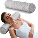 Memory Foam 4" Round Pillow, Cervical Neck Pillow for Pain Relief, Cylinder Pillows 18"x 4", Removable Cover, Neck Roll Pillow for Sleeping, Velvet Dots, Grey