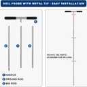 Soil Probe Rod 48 Inch Soil Test Probe Stainless Steel Ground Probe Effortlessly Penetrate Septic Tank Locator Tool for Underground Pipeline Location, Soil Compaction Testing, Mole Hole Detection