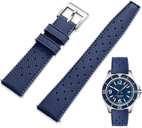 FKM Rubber Watch Strap Quick Release Tropical Style Fluororubber 21mm Soft Breathable Durable FKM Rubber Watch Band Universal Replacement Band Strap for Men Women FKM Rubber Watch Strap Quick Release Tropical Style Fluororubber 21mm Soft Breathable Durable FKM Rubber Watch Band Universal Replacement Band Strap for Men Women