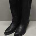 DREAM PAIRS Women's Cowboy Boots Pull On Cowgirl Boots Mid Calf Western Boots (8, Black)