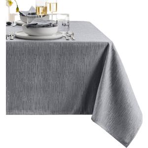 Elrene Home Fashions Continental Solid Texture Water, Stain & Wrinkle Resistant Tablecloth, 60"X102" Rectangle, Gray