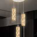 ykolupty Pendant Lights Kitchen Island 3-Lights Silver Crystal Chandelier for Dining Room Hallway Stairwell,LED Dimmable 2700K-6000K