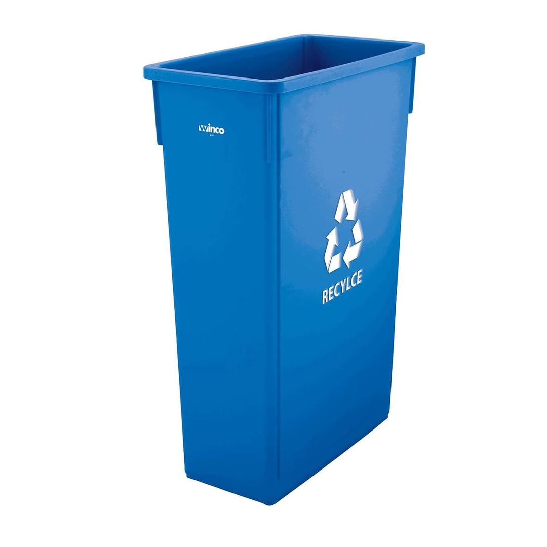 Winco Slim Commercial Trash Can/Waste Container, 23 Gallon Recycle, Blue