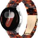Lerobo Lightweight Resin Band Compatible with Samsung Watch 7 6 5 4 40mm 44mm Galaxy Watch 4 6 Classic 42mm 46mm 43mm 47mm Galaxy 5 Pro 45mm Active 2 40mm 42mm, 20mm Smartwatch Band for Women Men (Tortoiseshell)