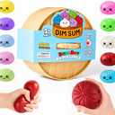 Dumpling Squishies, Dumpling Mystery Box, Colorful Dumplings Stress Balls Fidget Sensory Toy, Stocking Stuffers with Food Steamer Stretchy Desk Toys (Flash red)