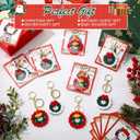XunYee 12 Pcs Christmas Keychain Bulk with Thank You Cards Christmas Party Favor Stocking Stuffers Bulk Classroom Gift