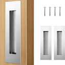 HBL' 4 Pack | 5.9 Inch Pocket Door Pulls, 304 Stainless Steel Sliding Closet Door Handle Finger Pull, Recessed Finger Pull for Bypass, Pocket and Barn Door, Silver.