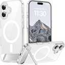 Temdan Designed for iPhone 17 Case, [Built-in Invisible Kickstand][Compatible with MagSafe][Military Grade Shockproof] Slim Thin Phone Case 6.3 inch (Clear)