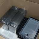 Kuject X-Large Shoe Storage Boxes Organizers Clear Plastic Stackable 12 Pack, Shoe Rack & Holder Substitute, Sneaker Containers, Toy Storage Organizer Bins for Entryway, Closet, Under Bed, Black