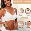 Women's Seamless Bras No Underwire Comfort Bralettes Push Up Bras Wireless Scalloped Full Coverage Everyday Bra (White, L)