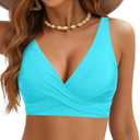 Yonique Women's Underwire Bikini Top - 2025 Push Up Swimsuit Top Large Bust Bathing Suit Teal M