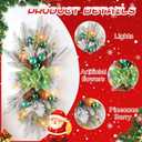 Christmas Teardrop Swag for Decorating, 24" Prelit Cordless Stair Decorations with Lights, 1 Pcs Artificial Christmas Garland Wreath for Staircase Front Door Home Window Decor (Green)