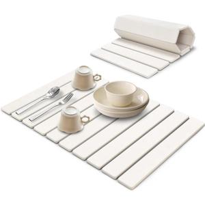 Large Stone Dish Drying Mats for Kitchen Counter, Eco - Friendly Diatomaceous Stone Mats, Non - Slip Collapsible Absorbable Stone Dish Drying Mat for Multi - Purpose, Match Any Countertop, 24"16"