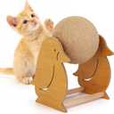Outamateur Cat Scratching Ball Toy, Sisal Scratching Ball with Cute Stable Stand, Interactive Play and Exercise Toy for Kittens, Cats, Small Pets (Penguin)