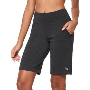 baleaf Women's Bermuda Long Shorts 10" Knee Length High Rise Athletic Shorts Pull On Workout Walking Golf Running Summer (X-Large, Cotton Blend - Heather Gray)