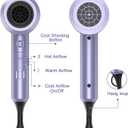 slopehill Professional Ionic Hair Dryer, Powerful 1800W Fast Drying Low Noise Blow Dryer with 2 Concentrator Nozzle 1 Diffuser Attachments for Home Salon Travel (Lavender)
