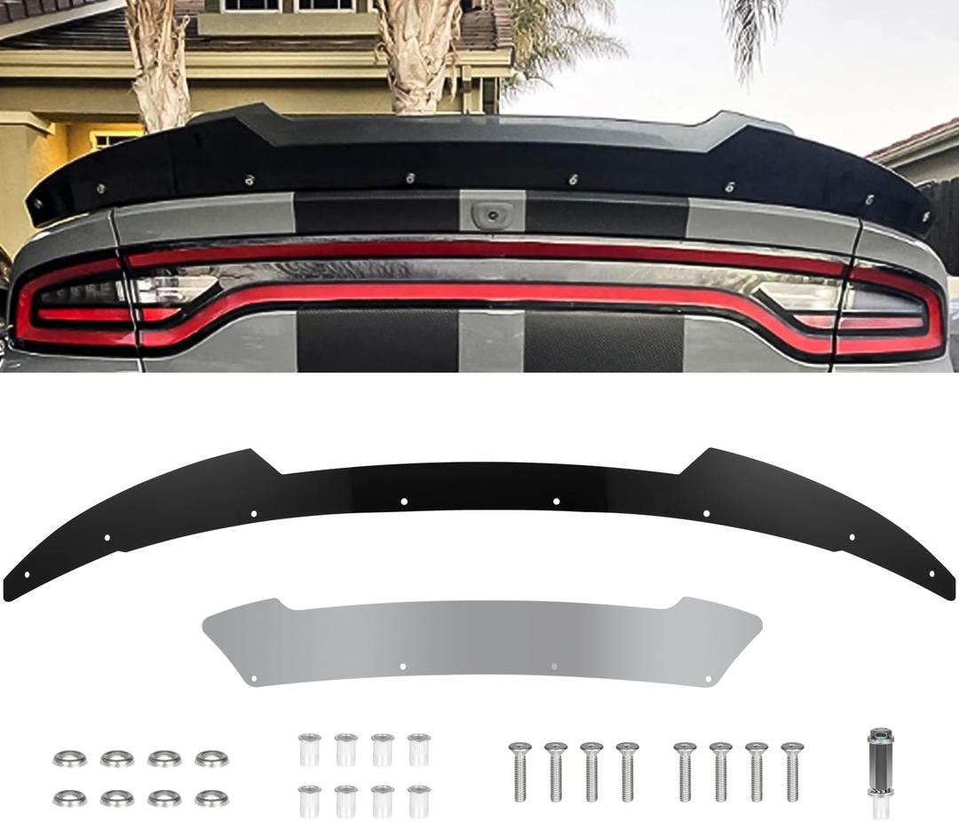 Venom V2 Wickerbill Spoiler fits for Dodge Charger 2015-2023 SRT Hellcat & Scat Pack - 2 Piece Add-on Rear Spoiler with RivNut Tool