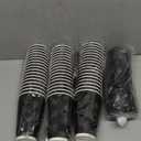 Lamosi 16 oz Disposable Coffee Cups with Lids, 50 Pack Insulated Hot Cups To Go Paper Coffee Cups with Lids and Straws, Corrugated Ripple Wall Cup for Hot Drink, Office, Coffee Bar (Black)