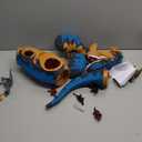 24" Large Dinosaur Toys for Kids 3-5, Big Dinosaur Tyrannosaurus rex Figure Toy with 10+ Dinosaurs Belly Storage, Gliding Wheels, Lights Sounds & Mist Spray  T-Rex that eats Toy for Boys Gift (Blue)