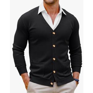 Runcati Mens Cardigan Sweater V Neck Button Down Sweaters Long Sleeve Lightweight Fall Knit Outwear with Pockets size Small 