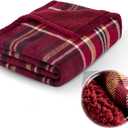 Sophia & William Throw Blanket for Couch Sofa(50x60 Inches)  Reversible Fluffy Soft Blanket, Gifts for Women, Red