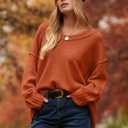 ANRABESS Women's Oversized Casual Loose Slouchy Scoop V Neck Batwing Long Sleeve Knit 2025 Fall Pullover Sweaters (S)