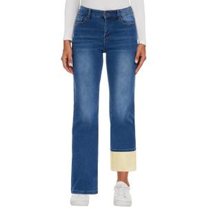 KDF Fleece Lined Jeans Women High Waisted Wide Leg Baggy Jeans for Women Winter Lined Jean Pants (2, Light Blue_fleece)