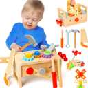 Wooden Tool Set for Kids 2 3 4 5 Year Old, 29Pcs Educational STEM Toys Toddler Montessori Toys for 2 Year Old Construction Preschool Learning Activities Gifts for Boys Girls Age 2-4 1-3