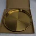 Thenshop 1 Pcs 12 Inch Gold Round Serving Tray Stainless Steel Circle Decorative Vanity Gold Plate Metal Jewelry Makeup Organizer Dishes for Gift Wedding Coffee Table Bathroom Dessert Christmas
