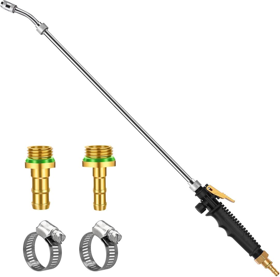 29 Inches Sprayer Wand,1/4" & 3/8" Brass Barbs Sprayer Wand Replacement, Stainless Steel Replacement Sprayer Wand with Shut off Valve & 2 Hose Clamps (1/4" & 3/8" Barb Sprayer Wand)